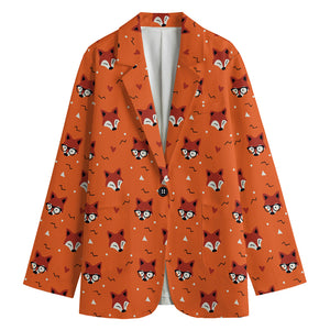 Cute Fox Pattern Print Women's Cotton Blazer