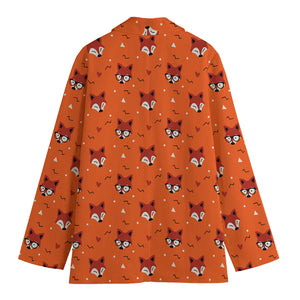 Cute Fox Pattern Print Women's Cotton Blazer