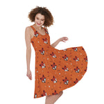 Cute Fox Pattern Print Women's Sleeveless Dress