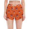Cute Fox Pattern Print Women's Split Running Shorts