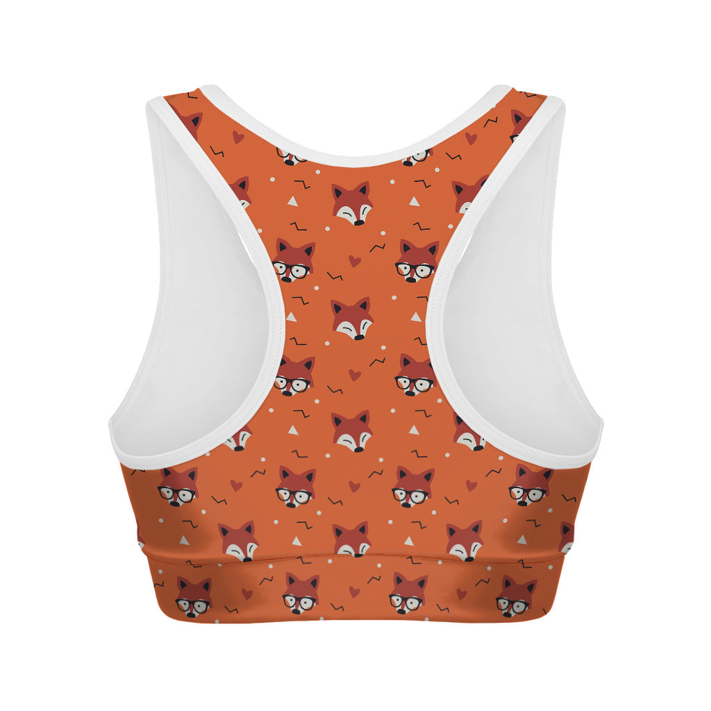 Cute Fox Pattern Print Women's Sports Bra