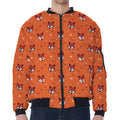 Cute Fox Pattern Print Zip Sleeve Bomber Jacket