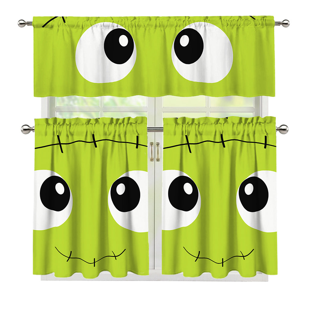 Cute Frankenstein Face Print 3 Piece Kitchen Curtains