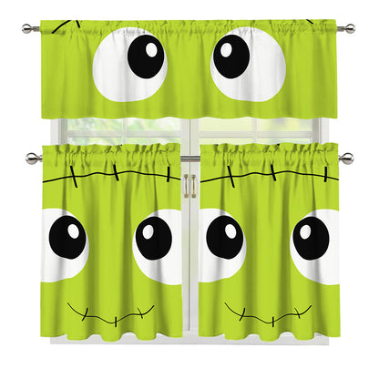 Cute Frankenstein Face Print 3 Piece Kitchen Curtains