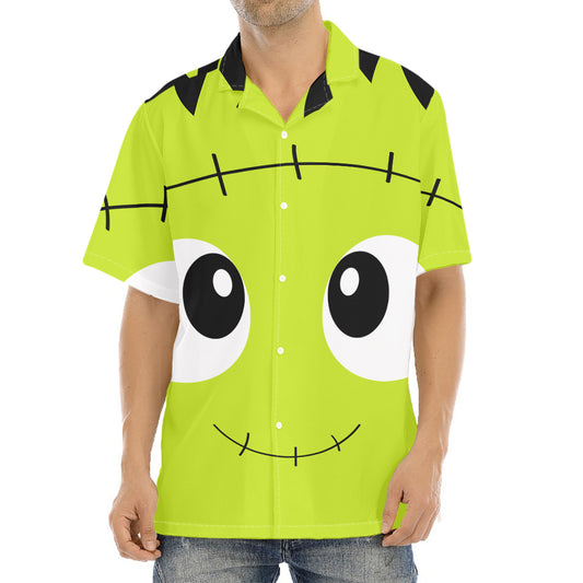 Cute Frankenstein Face Print Aloha Shirt
