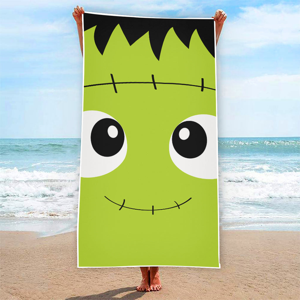 Cute Frankenstein Face Print Beach Towel