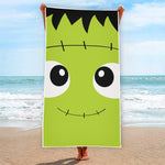 Cute Frankenstein Face Print Beach Towel