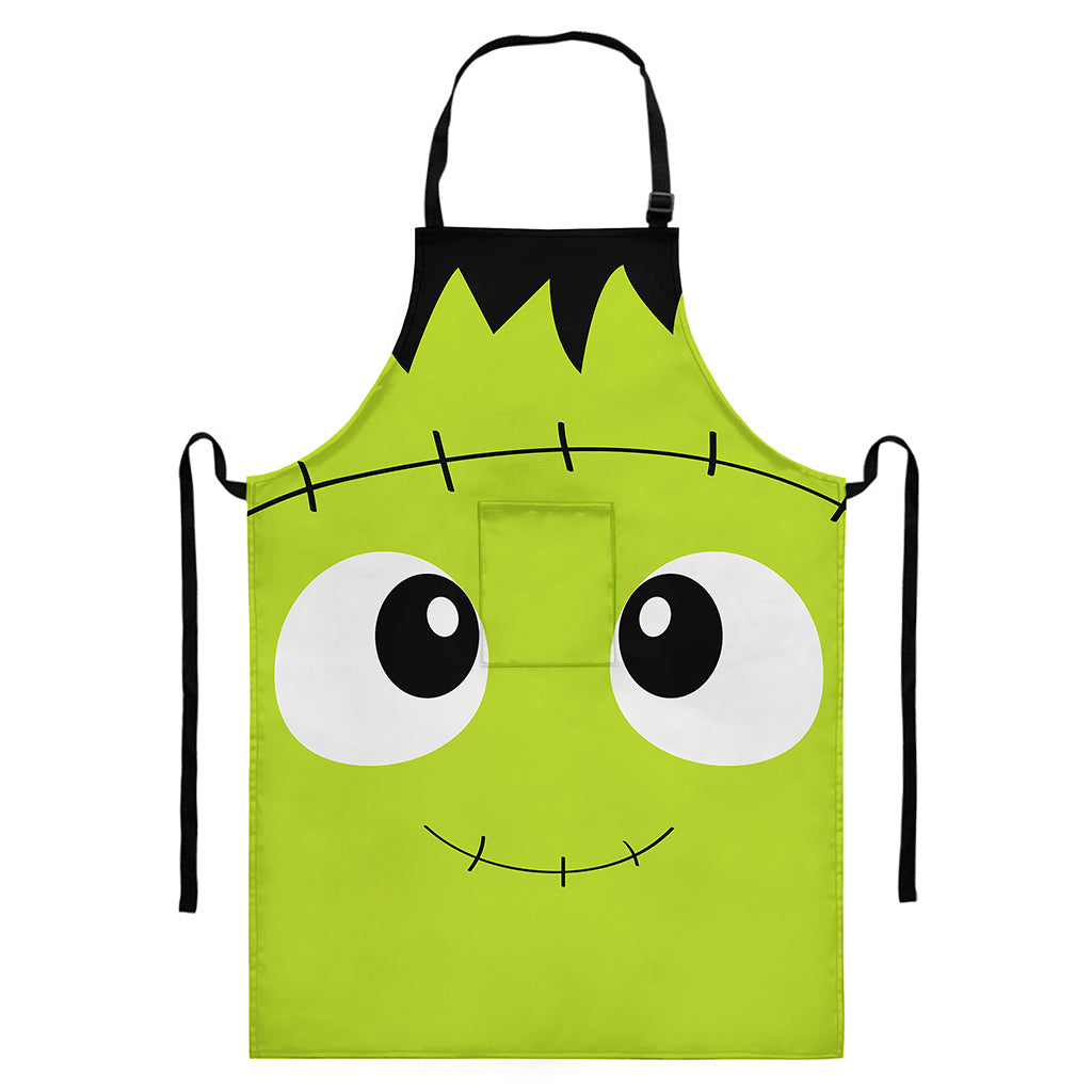 Cute Frankenstein Face Print Bib Apron With Pocket