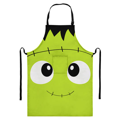 Cute Frankenstein Face Print Bib Apron With Pocket