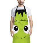 Cute Frankenstein Face Print Bib Apron With Pocket