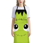 Cute Frankenstein Face Print Bib Apron With Pocket