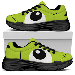 Cute Frankenstein Face Print Black Chunky Shoes