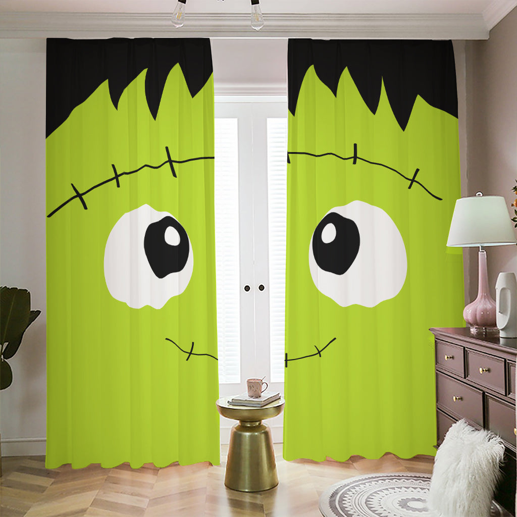 Cute Frankenstein Face Print Blackout Pencil Pleat Curtains