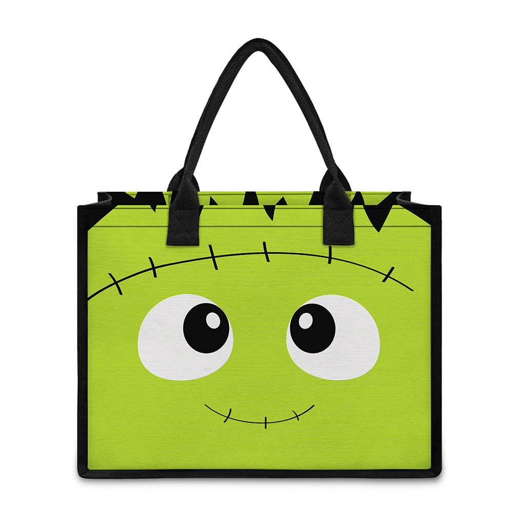 Cute Frankenstein Face Print Canvas Tote Bag