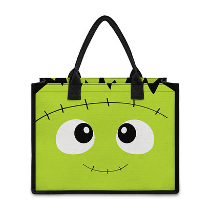 Cute Frankenstein Face Print Canvas Tote Bag