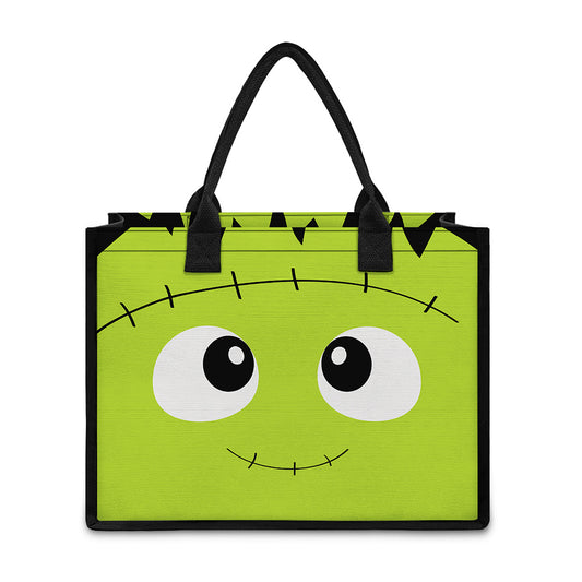 Cute Frankenstein Face Print Canvas Tote Bag
