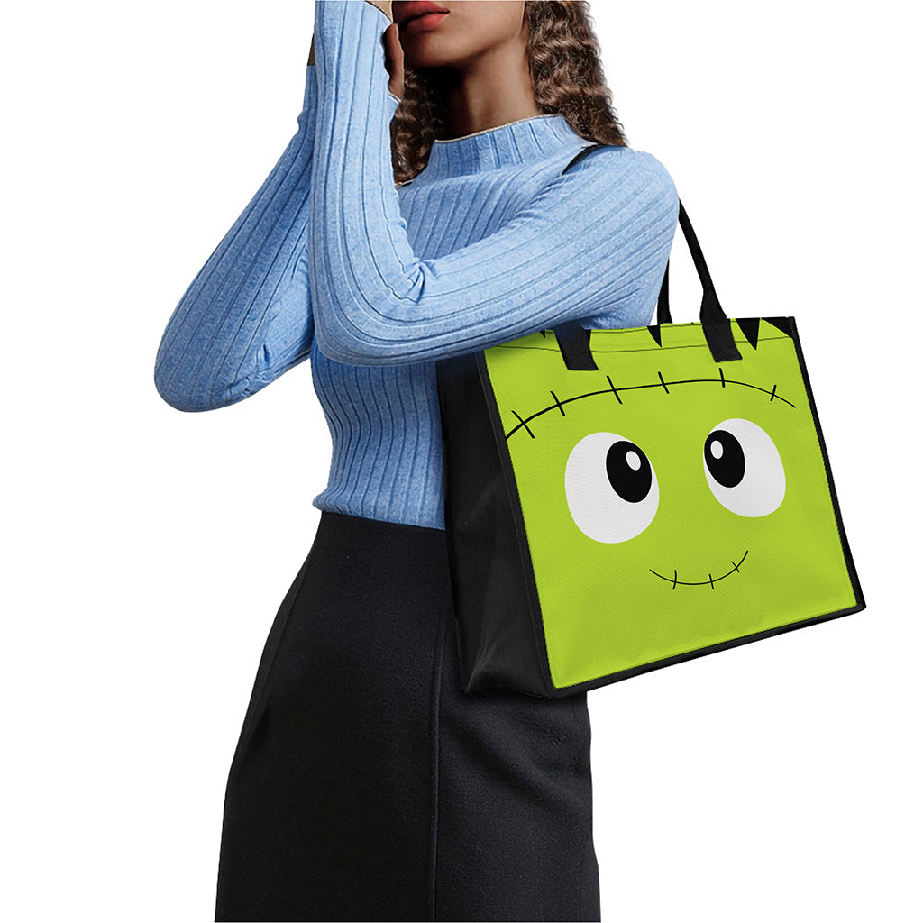 Cute Frankenstein Face Print Canvas Tote Bag