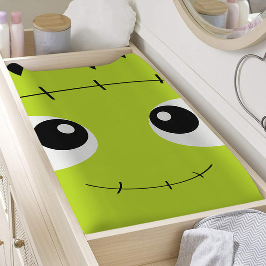 Cute Frankenstein Face Print Changing Pad Cover