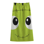 Cute Frankenstein Face Print Cotton Front Slit Maxi Skirt