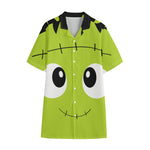 Cute Frankenstein Face Print Cotton Hawaiian Shirt