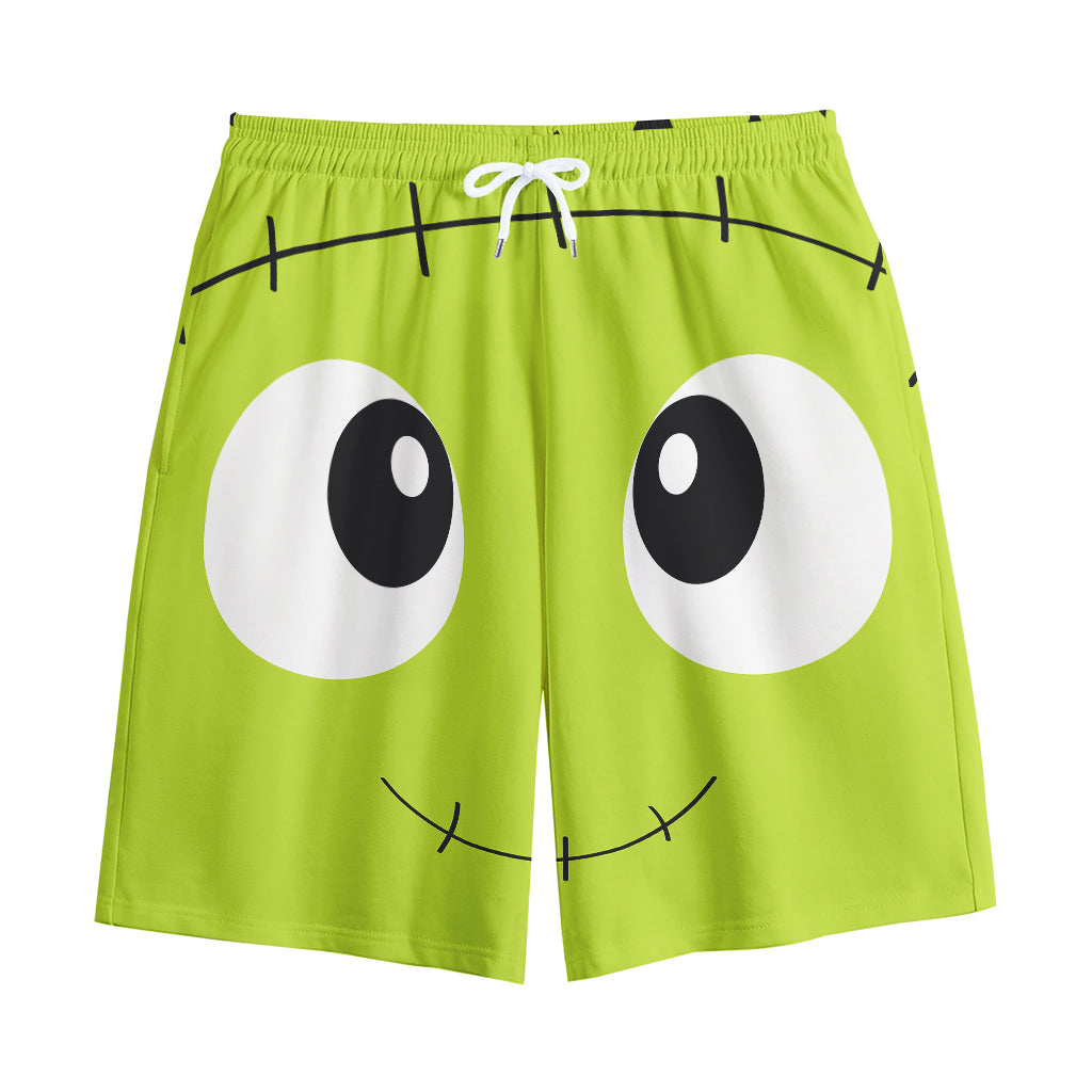 Cute Frankenstein Face Print Cotton Shorts