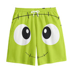Cute Frankenstein Face Print Cotton Shorts