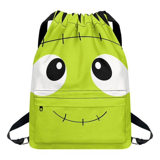 Cute Frankenstein Face Print Drawstring Backpack