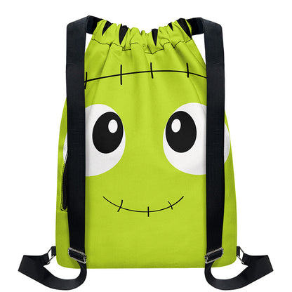 Cute Frankenstein Face Print Drawstring Backpack