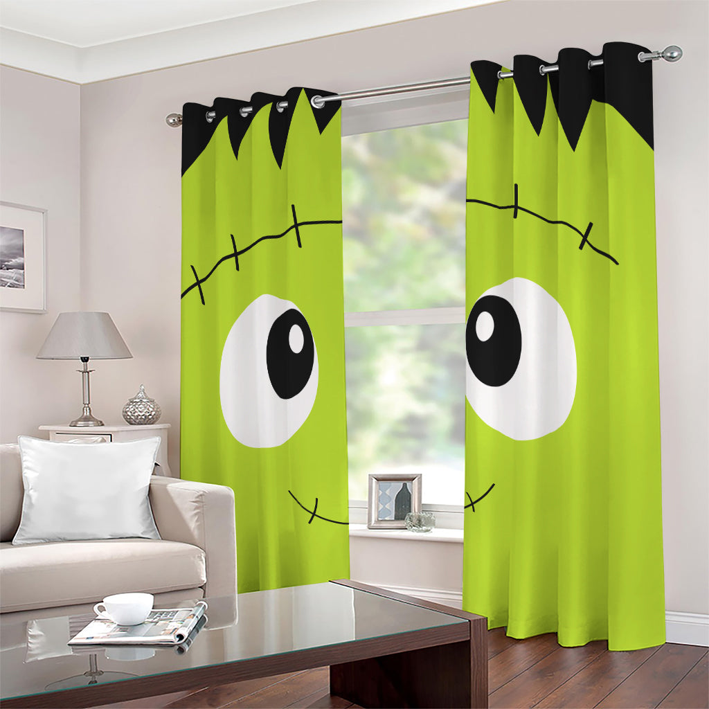 Cute Frankenstein Face Print Extra Wide Grommet Curtains