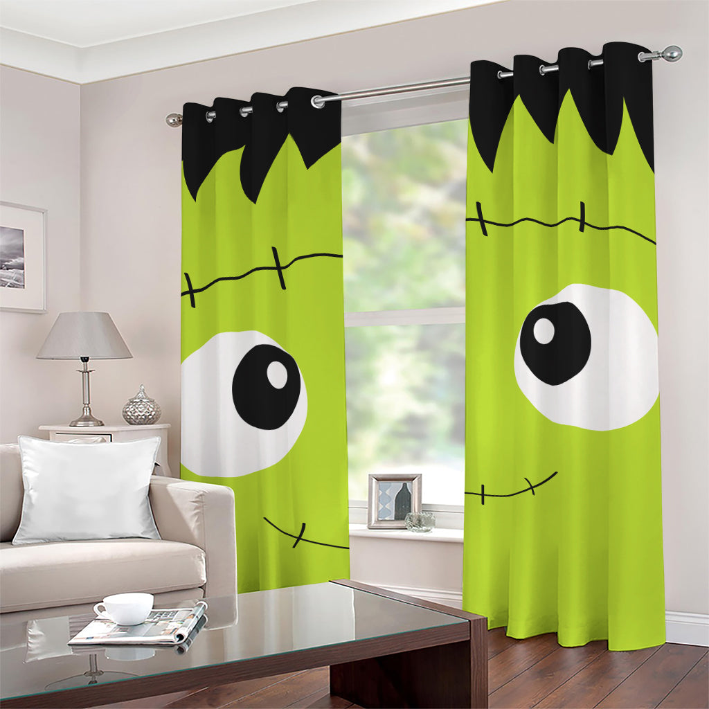 Cute Frankenstein Face Print Grommet Curtains