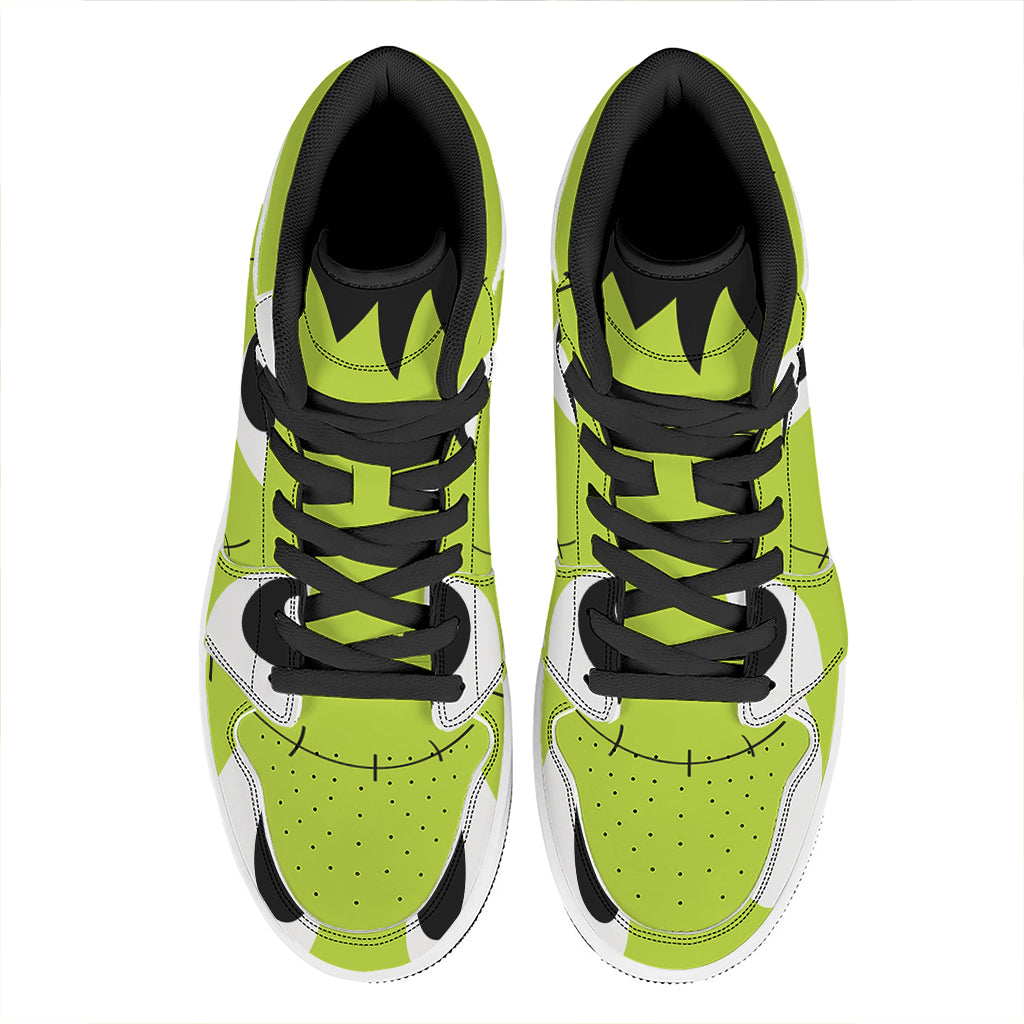 Cute Frankenstein Face Print High Top Leather Sneakers