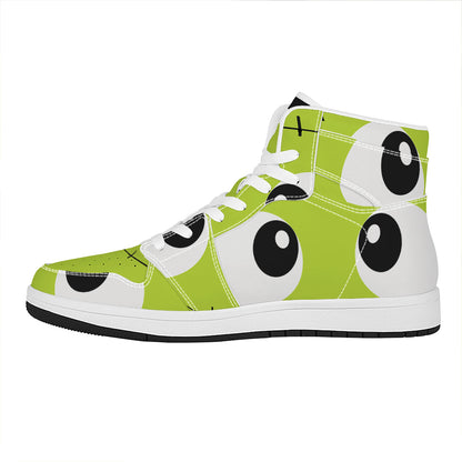 Cute Frankenstein Face Print High Top Leather Sneakers