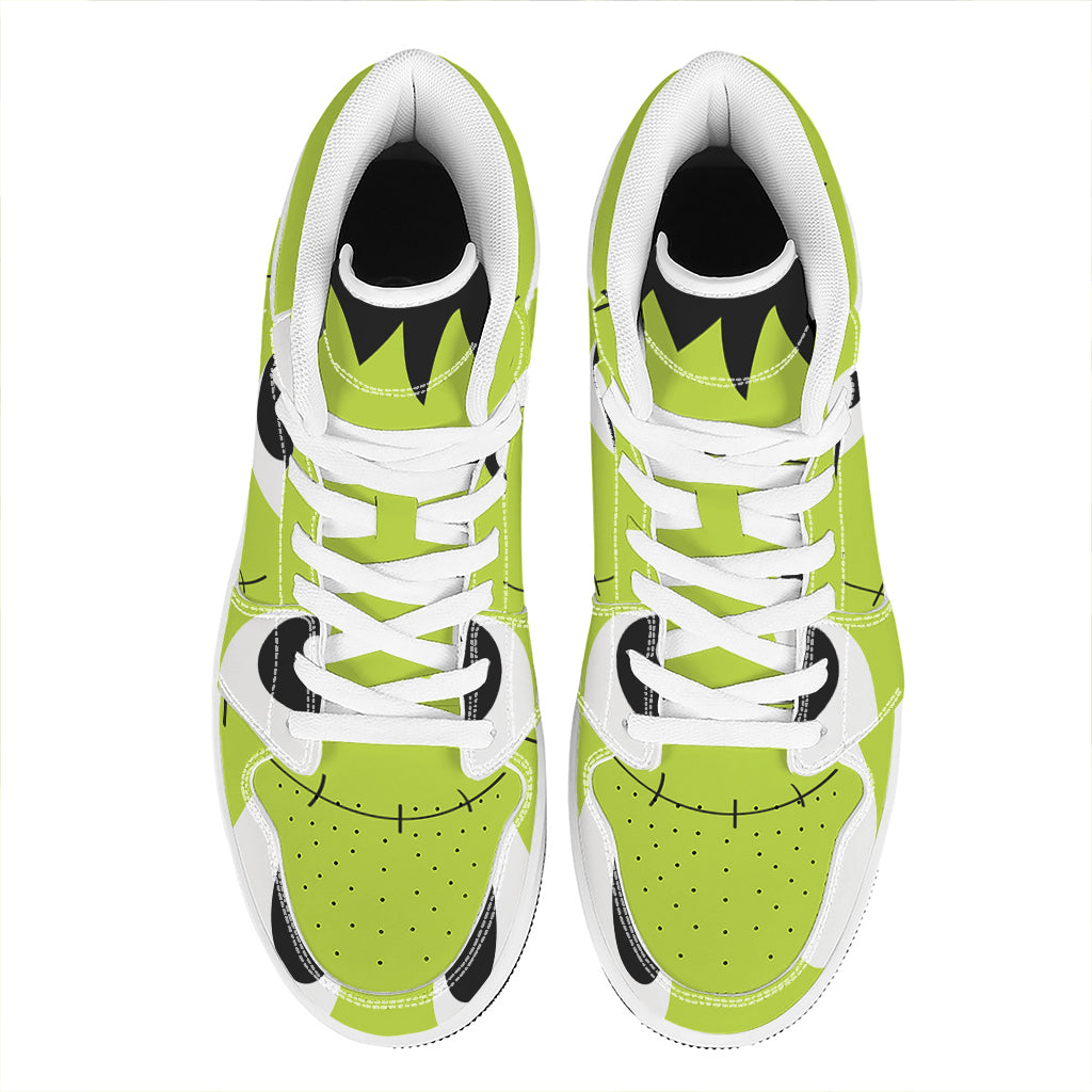 Cute Frankenstein Face Print High Top Leather Sneakers