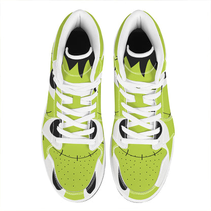 Cute Frankenstein Face Print High Top Leather Sneakers