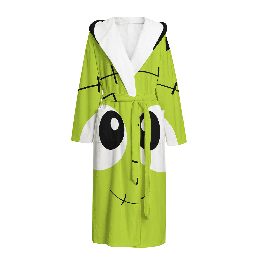 Cute Frankenstein Face Print Hooded Bathrobe