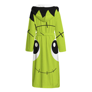 Cute Frankenstein Face Print Hooded Bathrobe