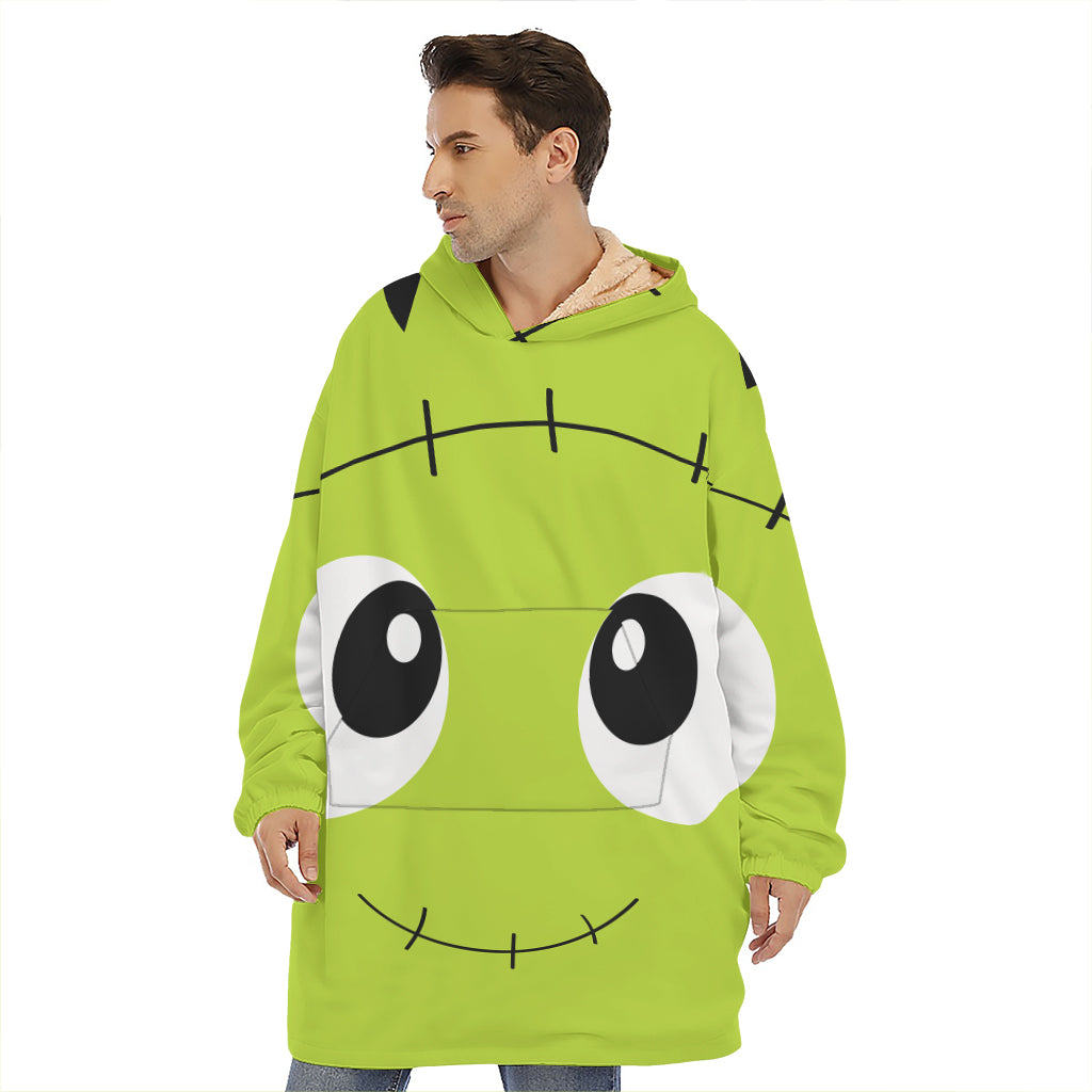 Cute Frankenstein Face Print Hoodie Blanket