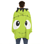 Cute Frankenstein Face Print Hoodie Blanket