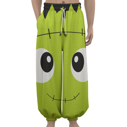 Cute Frankenstein Face Print Lantern Pants