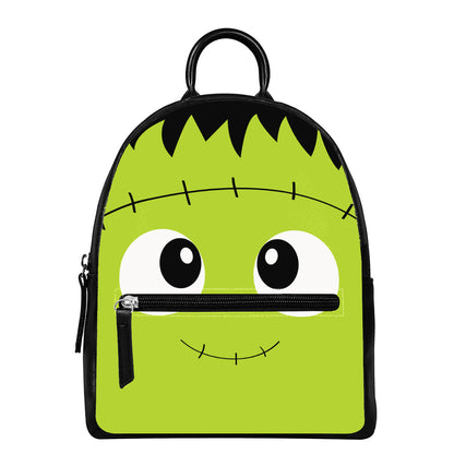 Cute Frankenstein Face Print Leather Backpack