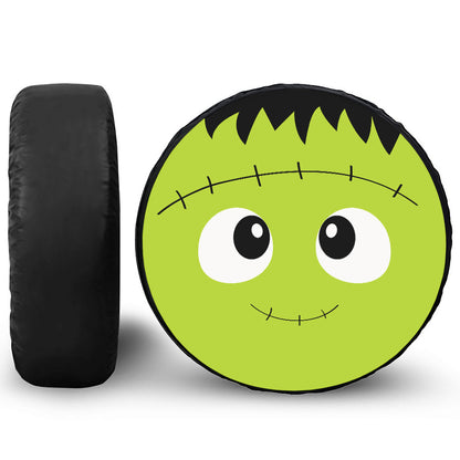 Cute Frankenstein Face Print Leather Spare Tire Cover