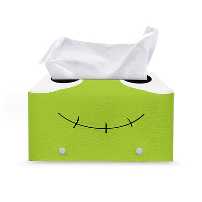 Cute Frankenstein Face Print Leather Tissue Box Cover