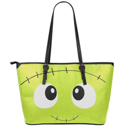 Cute Frankenstein Face Print Leather Tote Bag