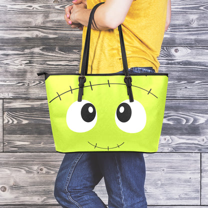 Cute Frankenstein Face Print Leather Tote Bag