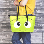 Cute Frankenstein Face Print Leather Tote Bag