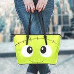 Cute Frankenstein Face Print Leather Tote Bag