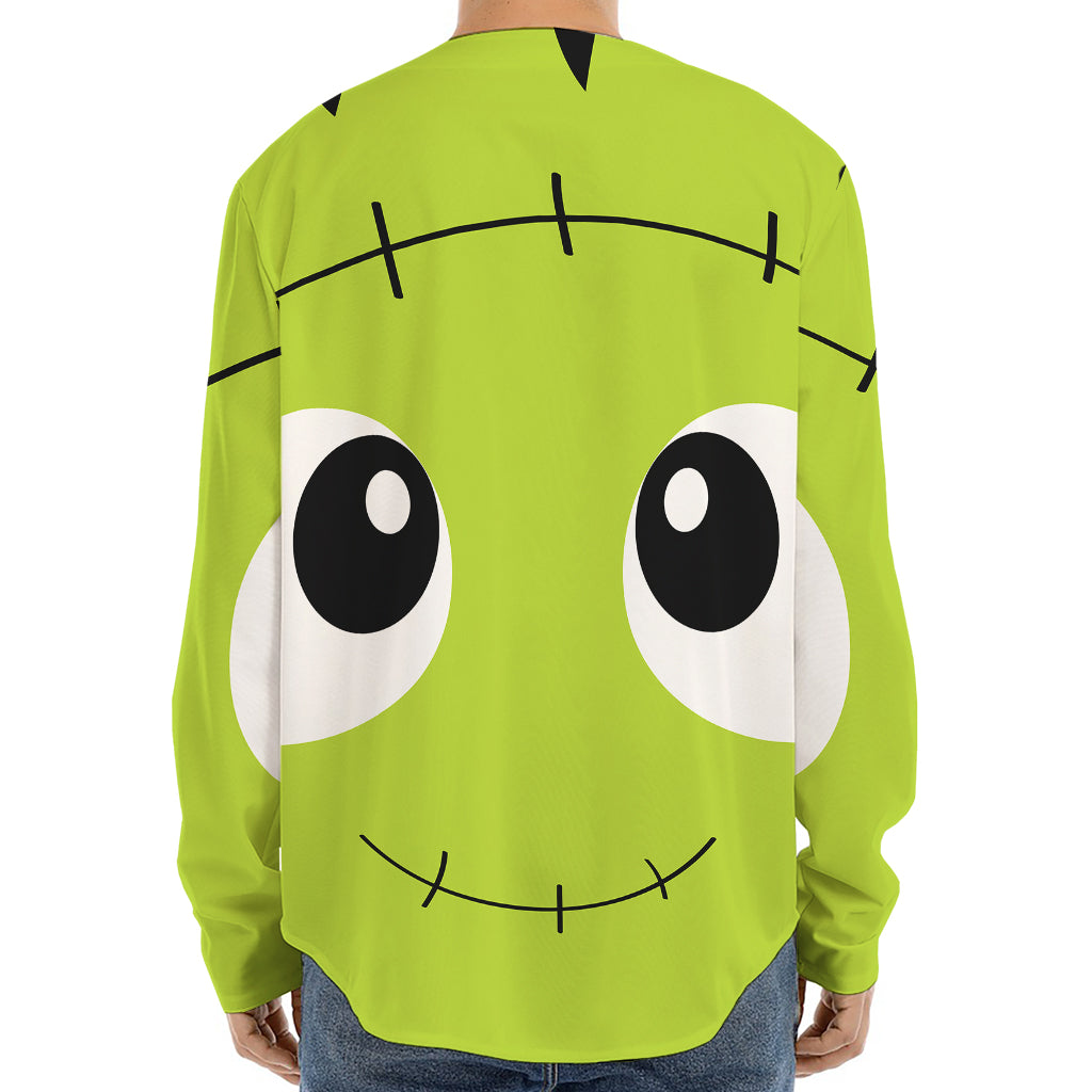 Cute Frankenstein Face Print Long Sleeve Baseball Jersey