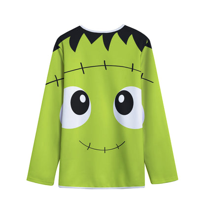Cute Frankenstein Face Print Long Sleeve Short Coat