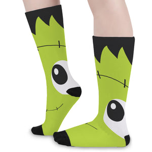 Cute Frankenstein Face Print Long Socks