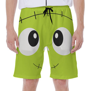 Cute Frankenstein Face Print Men's Beach Shorts